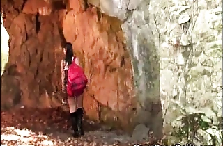 Gang bang sexual connection in cave where lucky girl